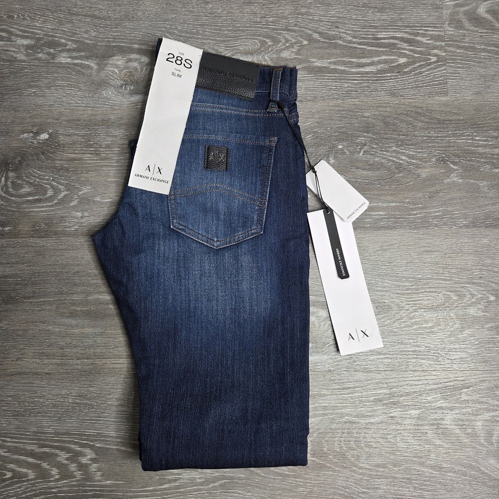 Men's Armani Exchange Slim Fit 5-Pocket Jeans Medium Wash NWT Size 28S